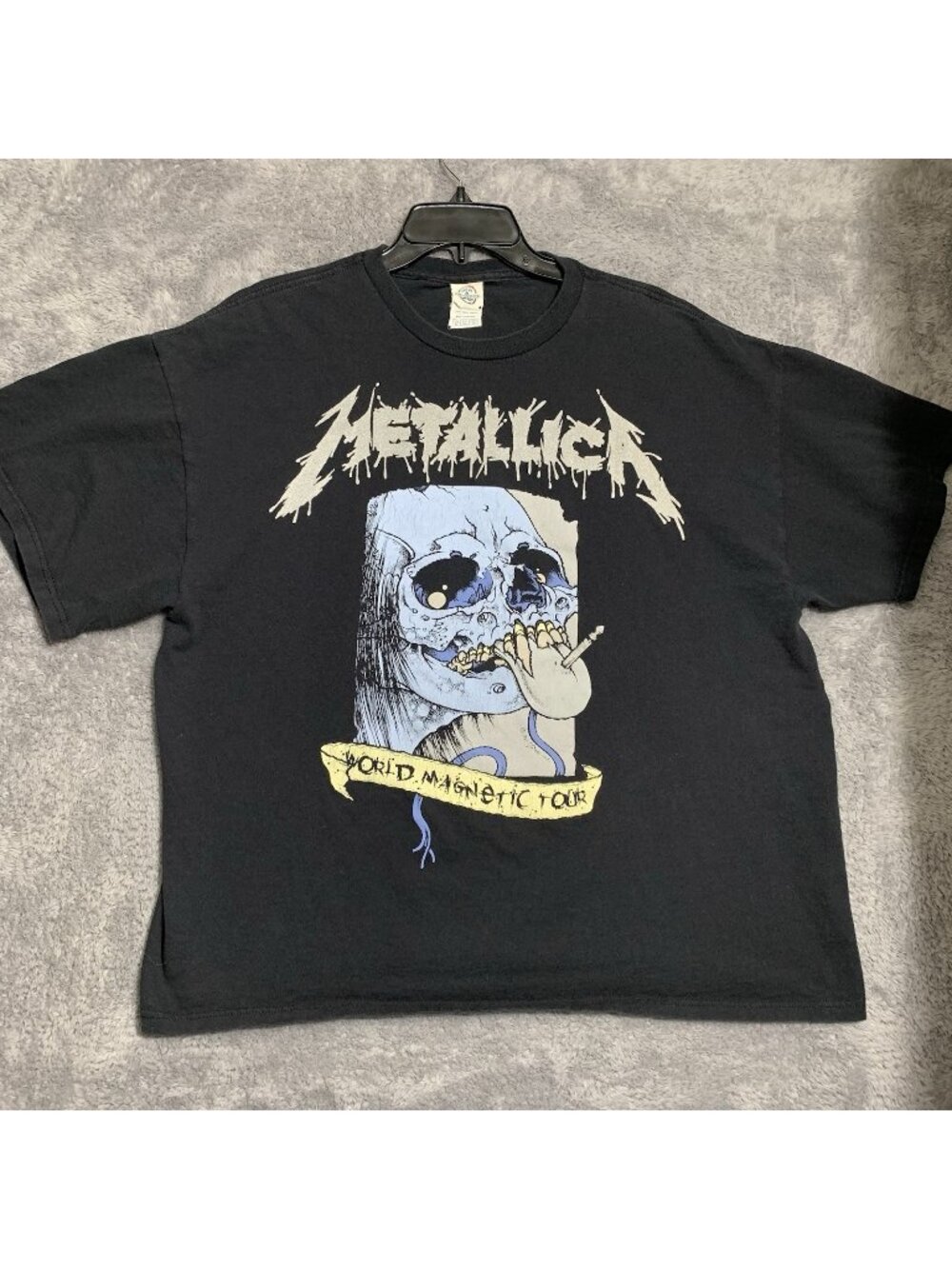 Metallica T Shirt Mens XL Black World Magnetic Tour 2008 2009 Pushead Skull Rock